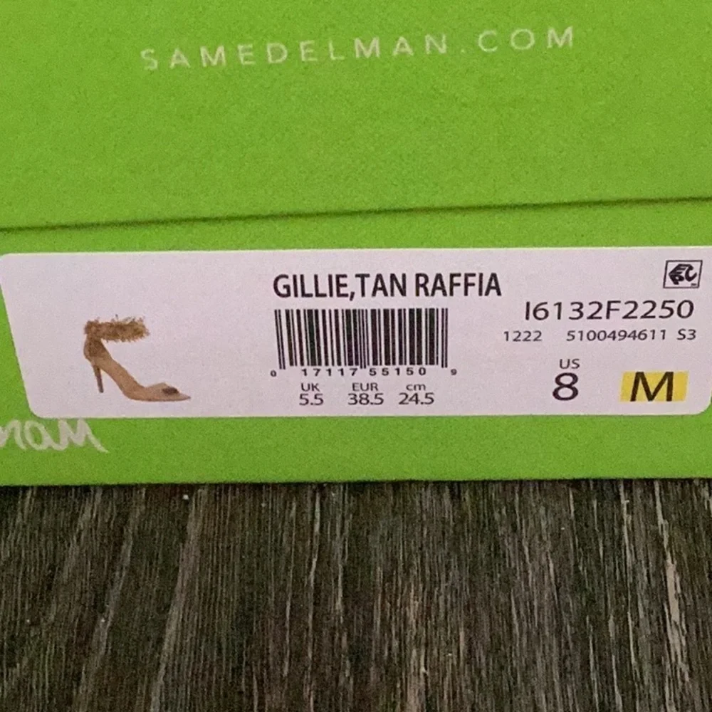 NIB Sam Edelman Size 8M Shoes Tan Raffia - Picture 7 of 7